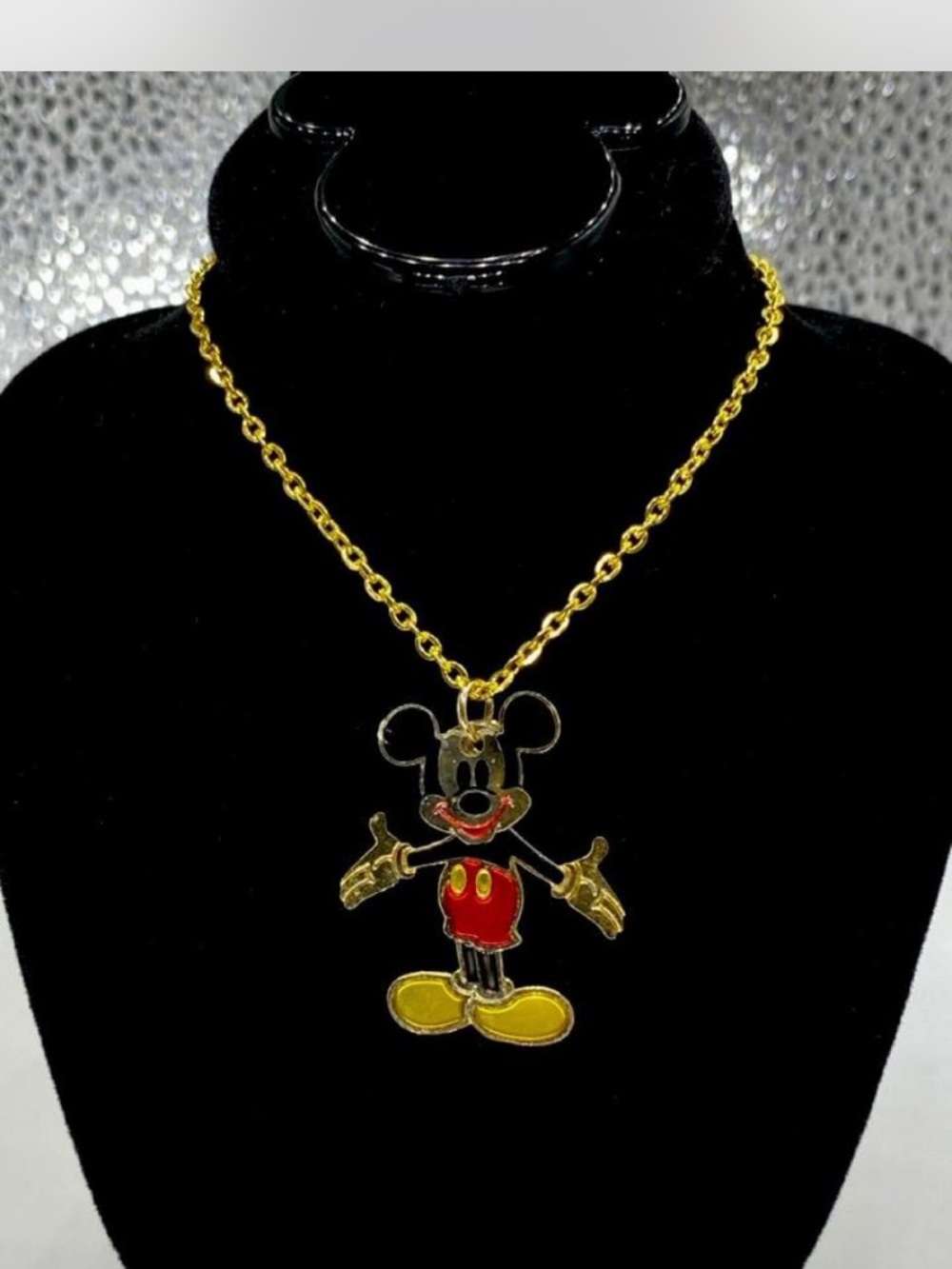 Disney *** Ladies  Gold-Tone * Mickey Mouse * 3d Mobile Enamel Pendant Necklace